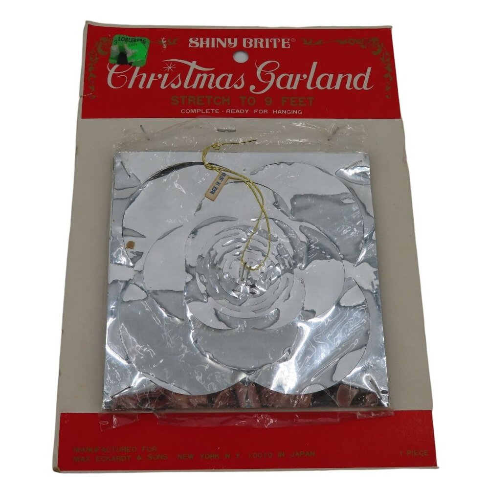 VTG Shiny Brite Christmas Garland Silver Foil 9 Feet Made in Japan Retro NEW